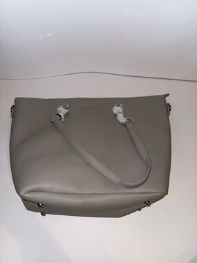 Gray Leather Shoulder Tote for Women